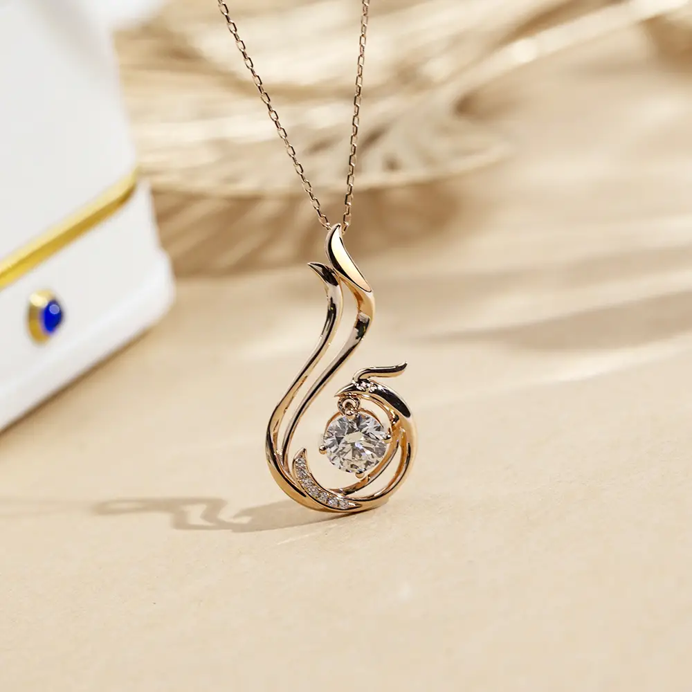 MSN-854 personalizzato MSN-854 Rose Gold Round Shape Laborace coltivata Diamond Collana | Gioielli Messi 1