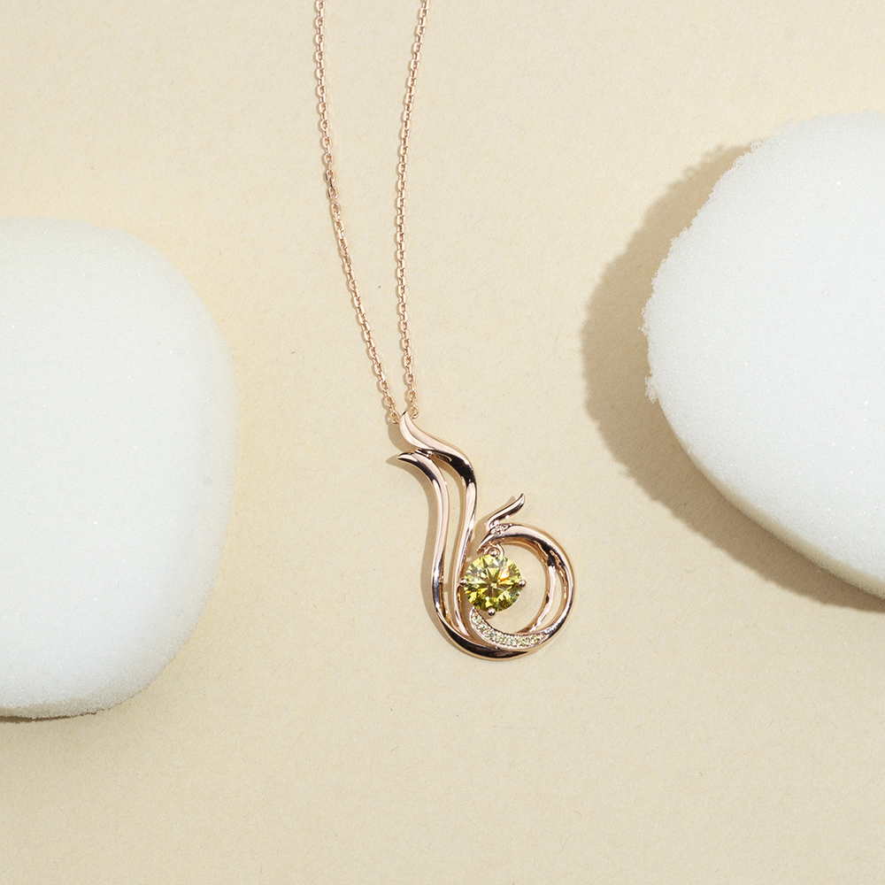 Disesuaikan MSN-854 18K Rose Gold Bentuk Bulat Makmal Kalung Berlian Tumbuh| Barang Kemas Messi 14