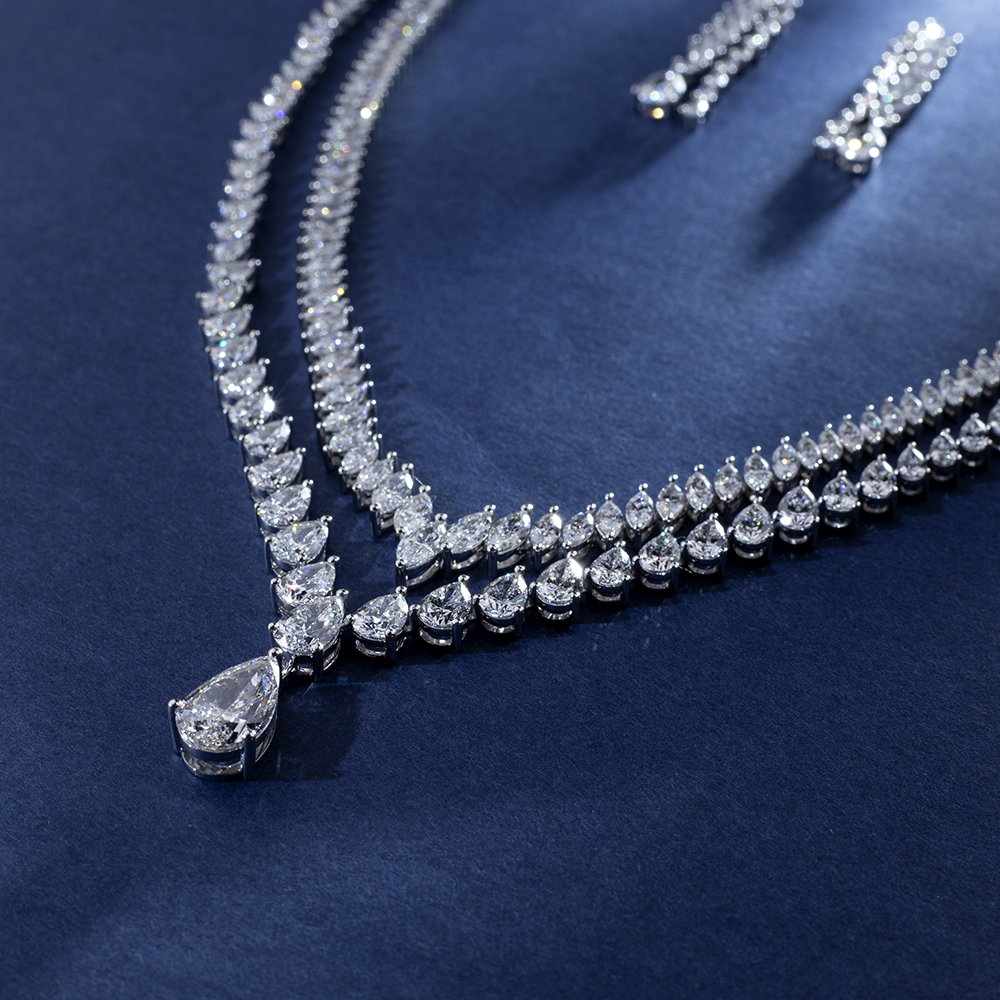 MSN-852 Messi Alahas Customized Pear porma Lab Grown Diamond Alahas Set Messi Alahas 13