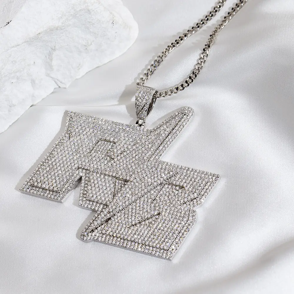 MSN-851 Silver Moissanite Lightning a pendente Cool Cool Cool Collace 1