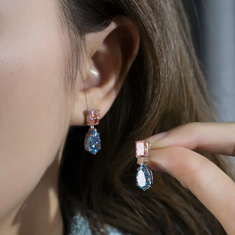 18K White Gold Lab Diamond Earrings - Customizable Designs 2