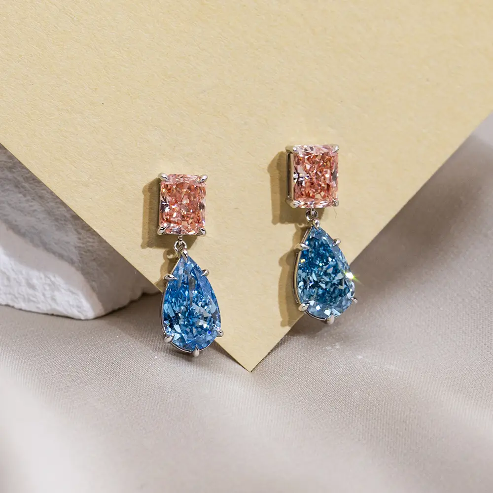 18K White Gold Lab Diamond Earrings - Customizable Designs 5