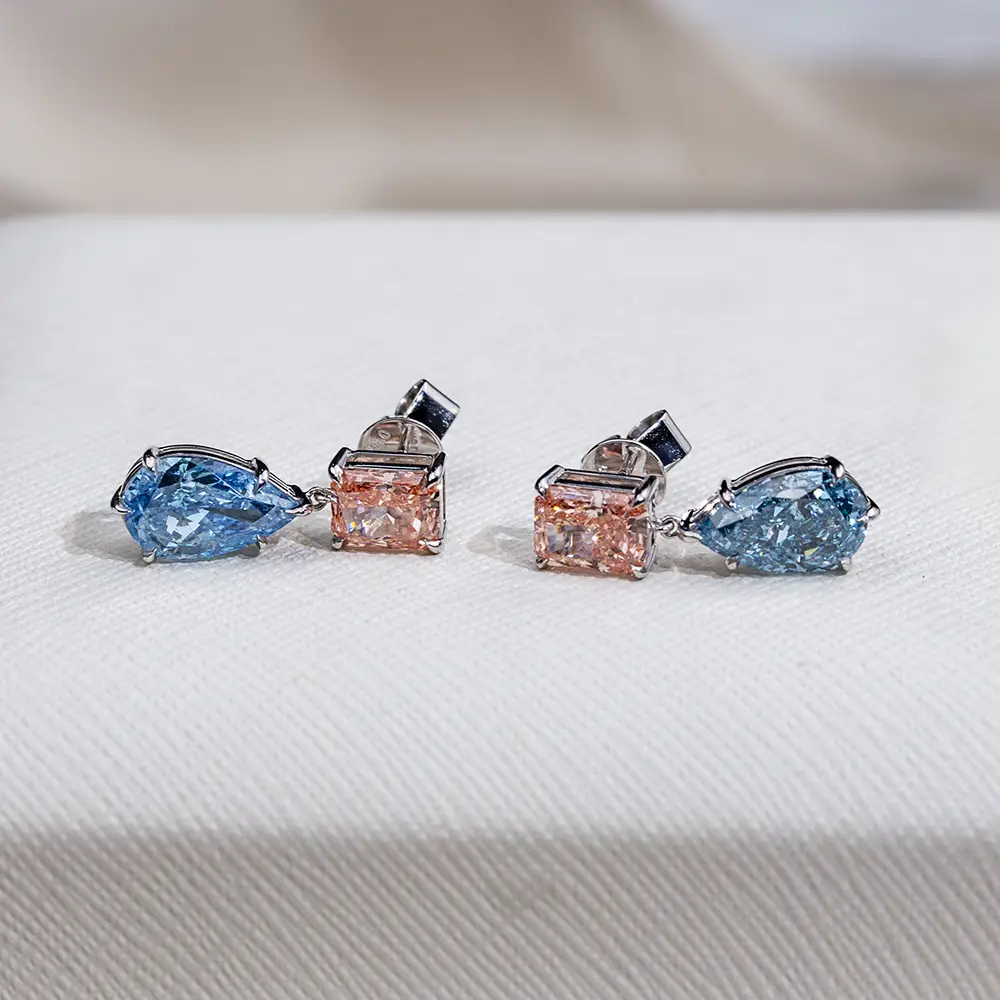 18K White Gold Lab Diamond Earrings - Customizable Designs 4