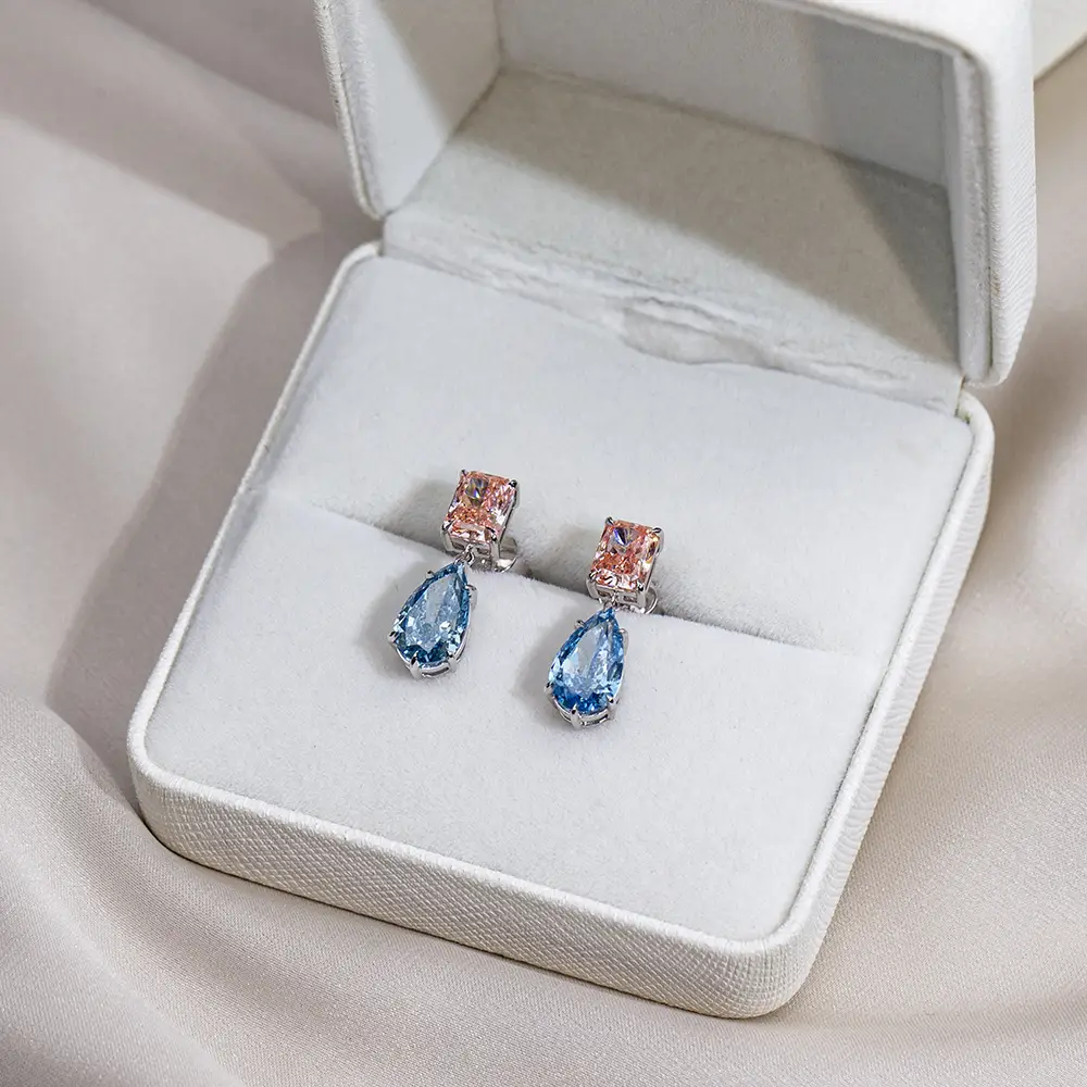 18K White Gold Lab Diamond Earrings - Customizable Designs 3