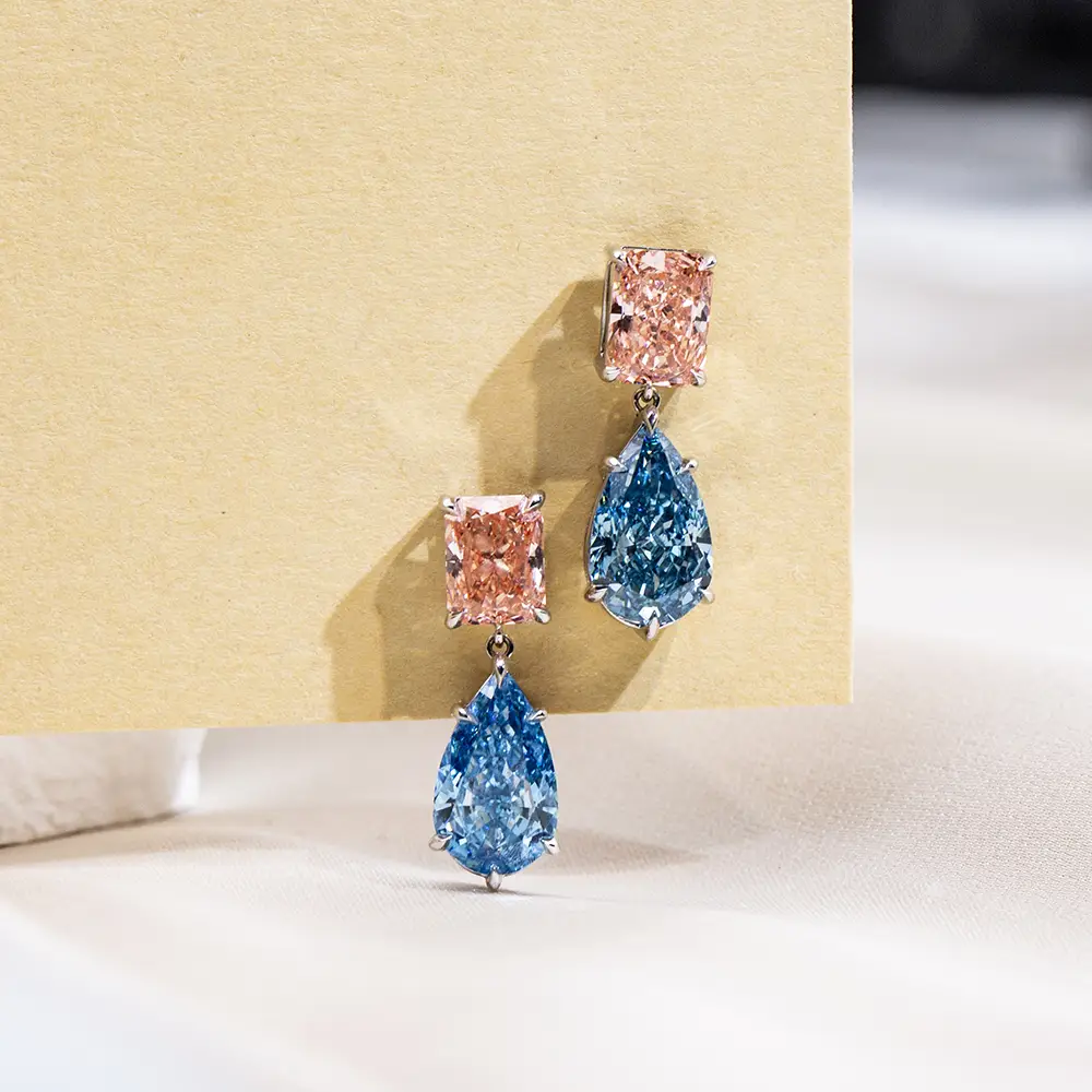 18K White Gold Lab Diamond Earrings - Customizable Designs 6