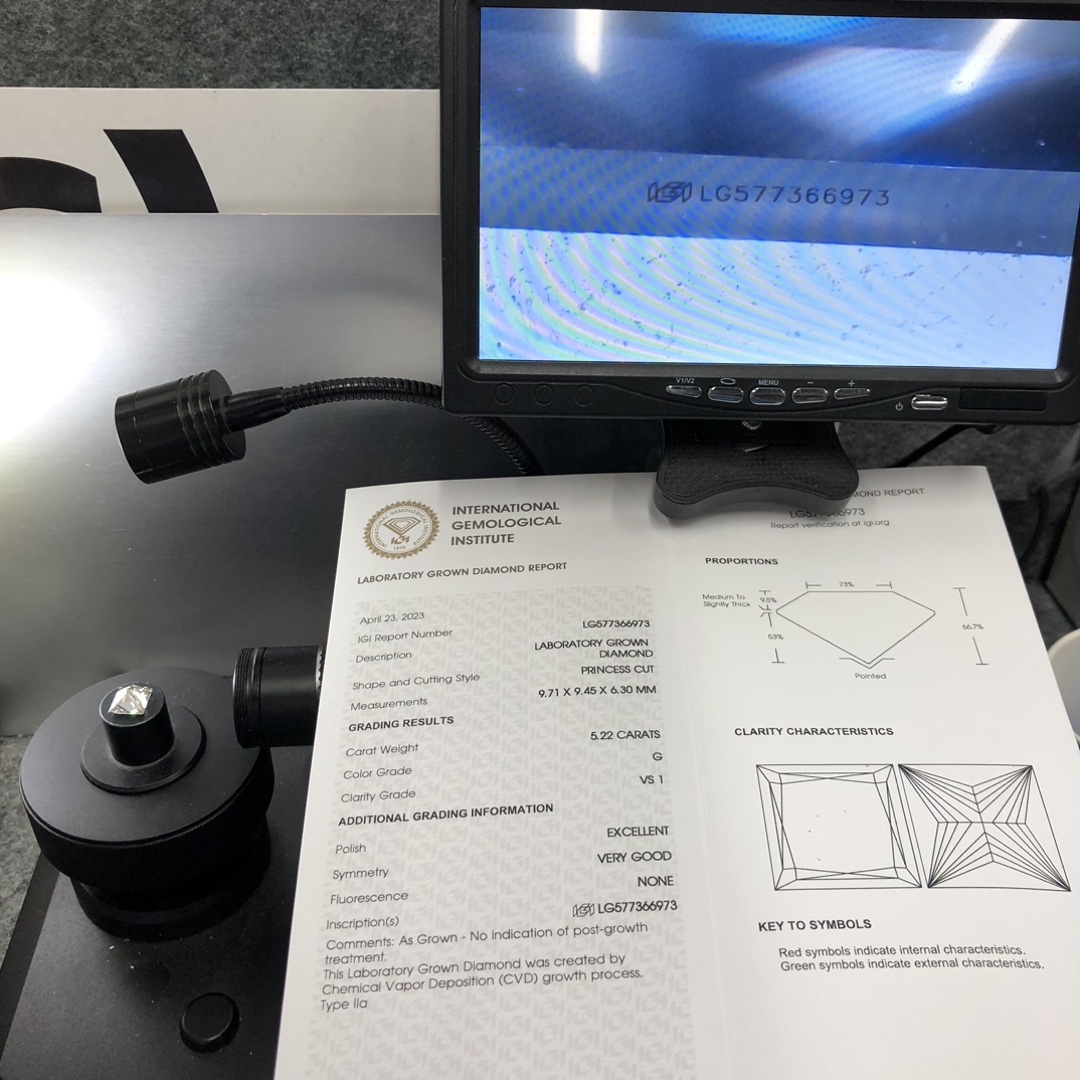 Special Cut Square Princess 5.22carat G VS1 EX VG CVD Lab Diamond LG577366973 13