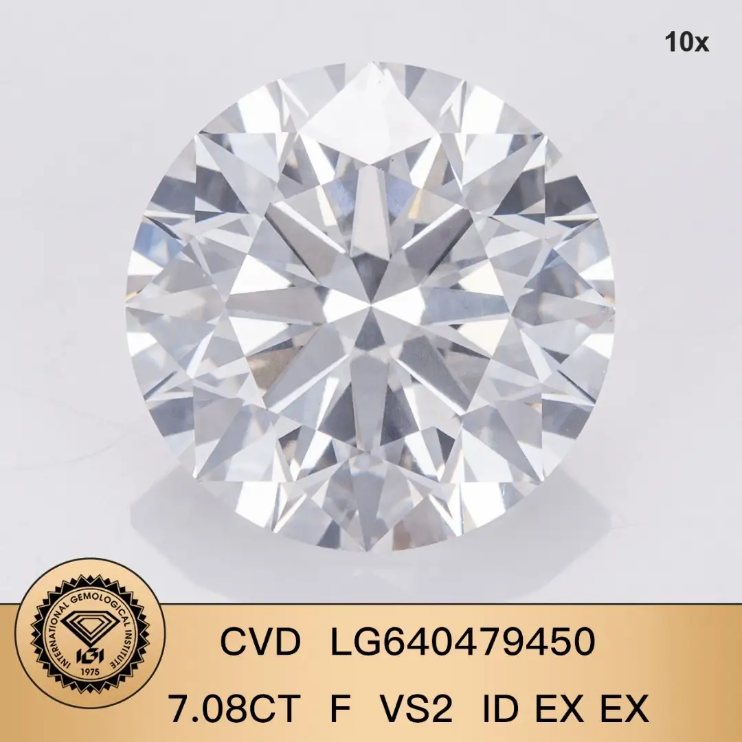 Gioielli Messi Round 7.08Ct F vs2 ID ex Ex CVD Lab Diamond con certificato IGI LG640479450 1