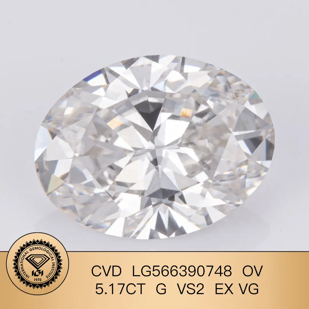 IgI ovale 5.17ct g vs2 ex vg a forma di laboratorio coltivato CVD LG566390748 1