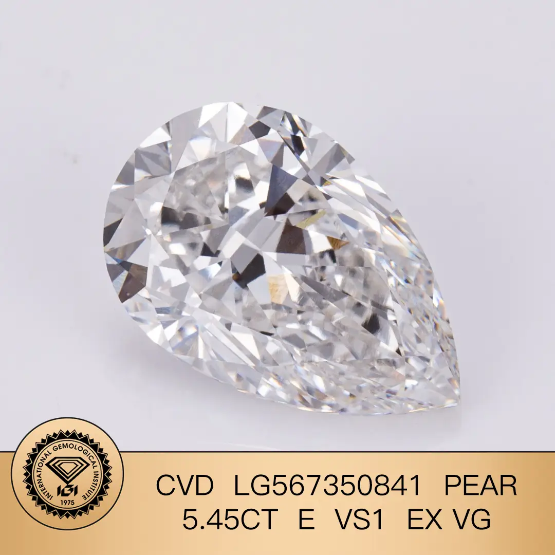 Best Pear 5.45ct E VS1 EX VG LG567350841 IGI Лаборатория выращенная бриллиантовая компания - ювелирные изделия Messi 1