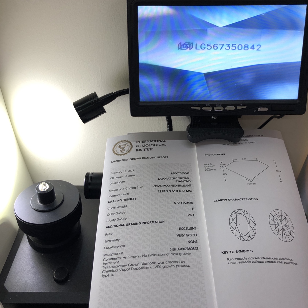 Oval 5.36CT F VS1 EX VG LG567350842 IGI Lab Grown Diamond 12