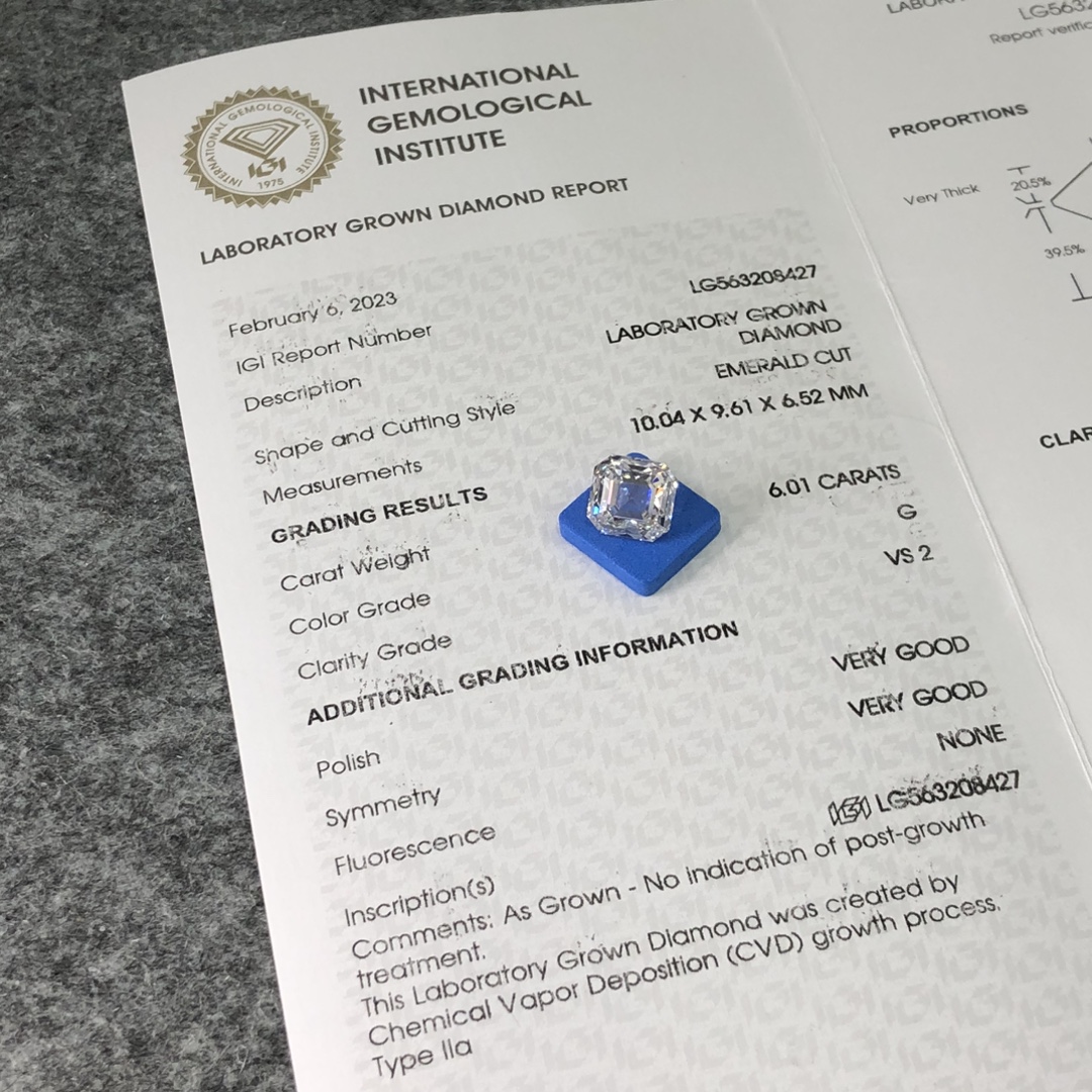 6.01CT Emerald Lab Diamond - Hadiah Barang Kemas Boleh Disesuaikan 6