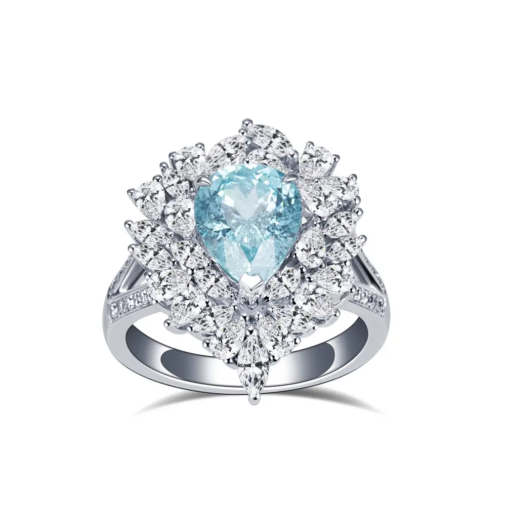 MSR-1725 Gioielli personalizzati in oro bianco da 18K Paraiba Lab Lab GEMSTONE GEMSTONE 3CT Solitaire Ring 1