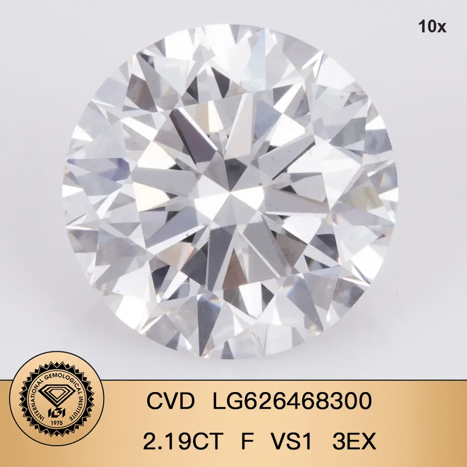 IgI Lab Crown Diamond Round Forma 2.19ct F vs1 3ex CVD LG626468300 1