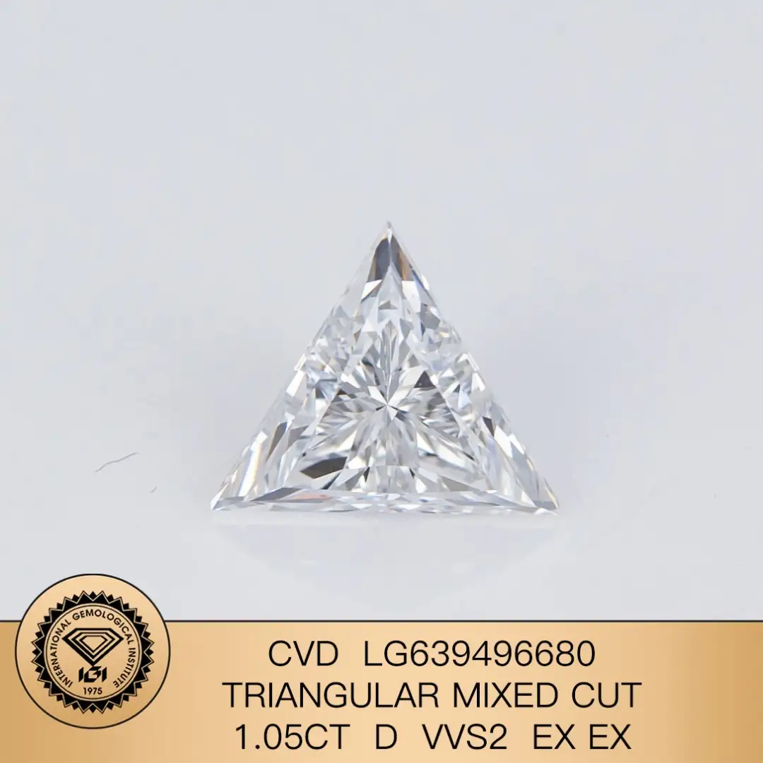 Messi Jewelry Cvd Lab Diamond LG639496680 Треугольный смешанный срез 1,05 - / в VVS2 Ex 1