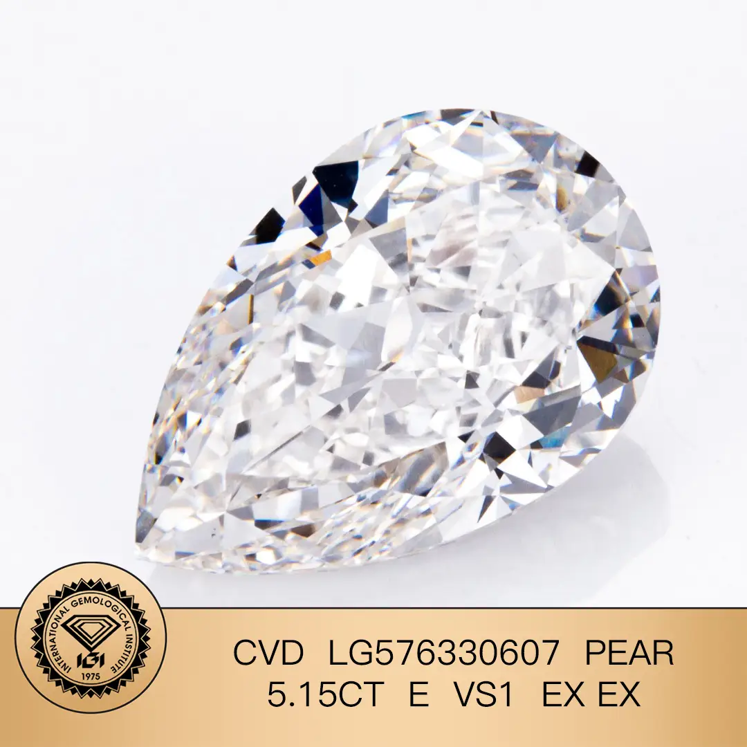 Personalizza la forma a pera tagliata 5.15carat e vs1 ex ex cvd lab diamante con certificato IGI LG576330607 1