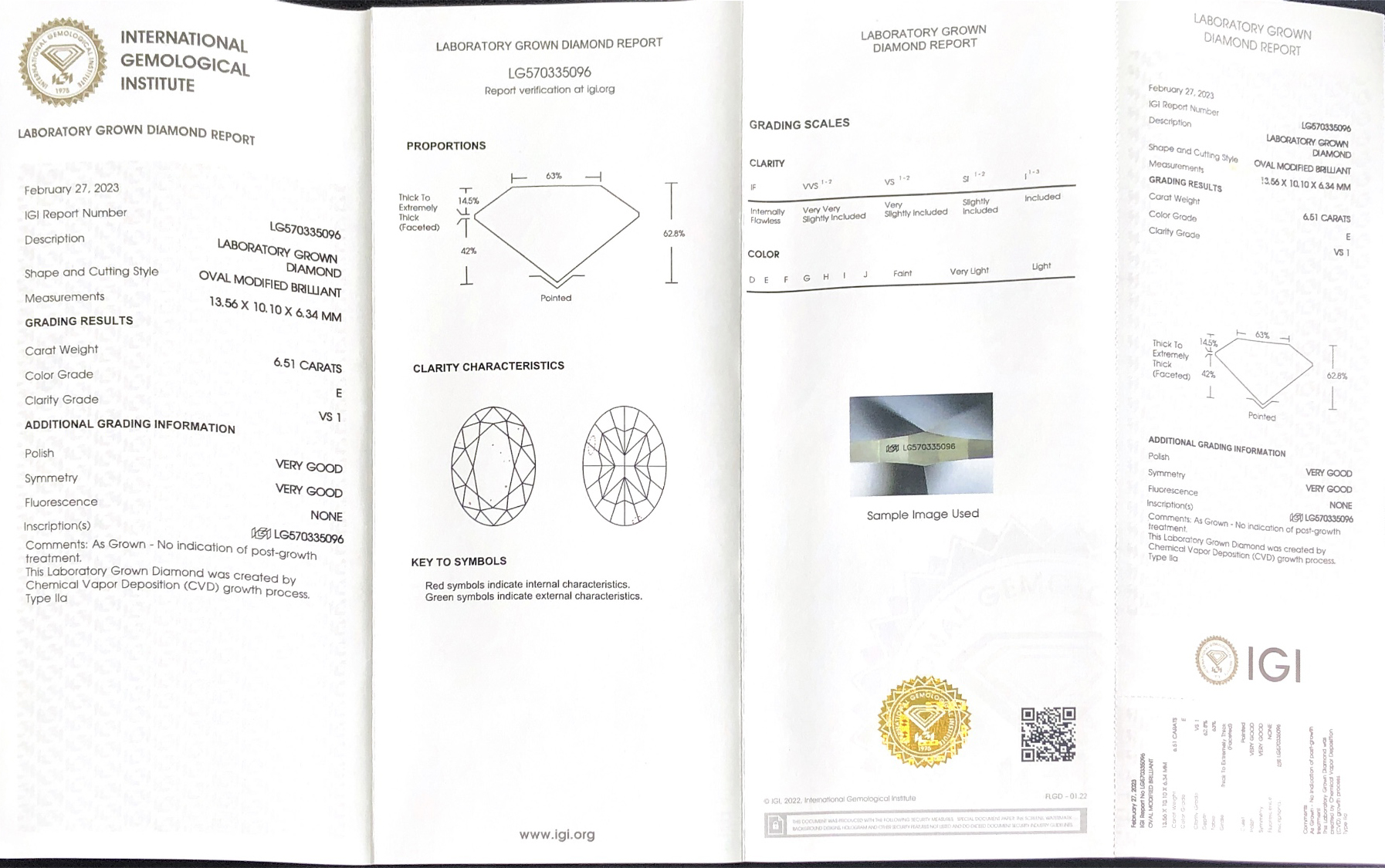 Messi Jewelry Oval shape 6.51carat E VS1 VG VG CVD Lab Diamond with IGI certificate LG570335096 8