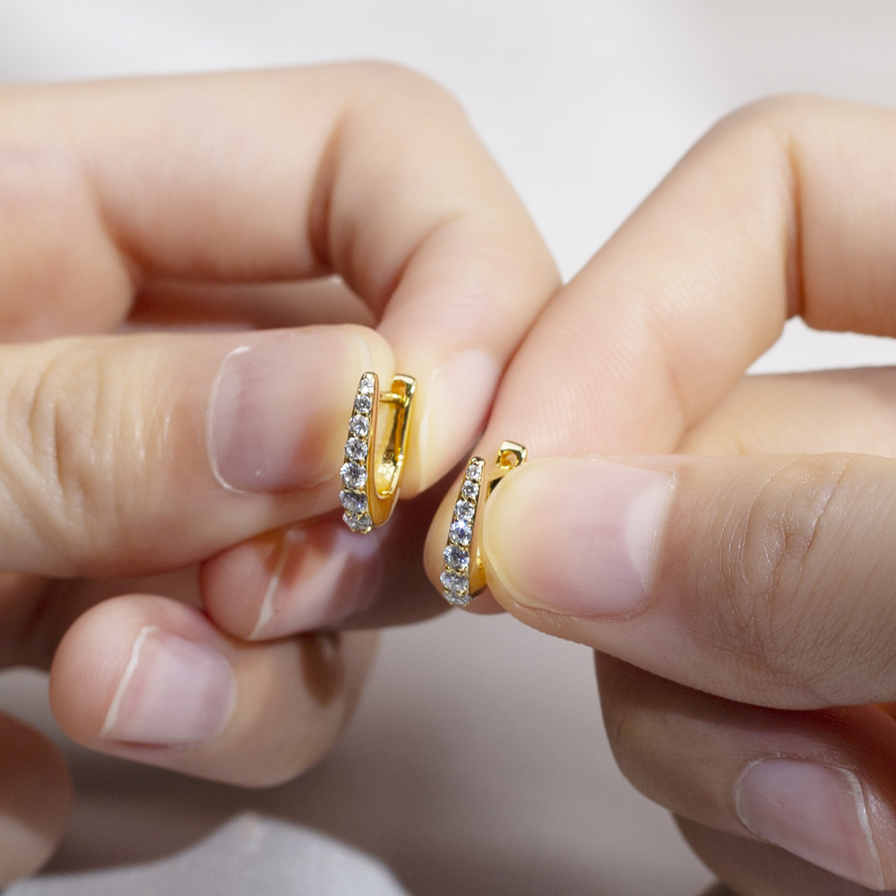 MSE-773 18K White Gold Lab Grown Diamond Earrings Ear Stud - Messi Alahas 5