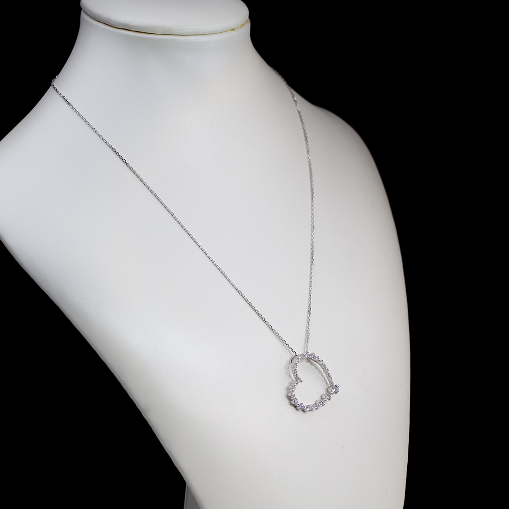 MSN-846 Customize Gradual change Heart shape Forever Love 18K solid gold Lab Diamond Necklace-Messi Jewelry 11