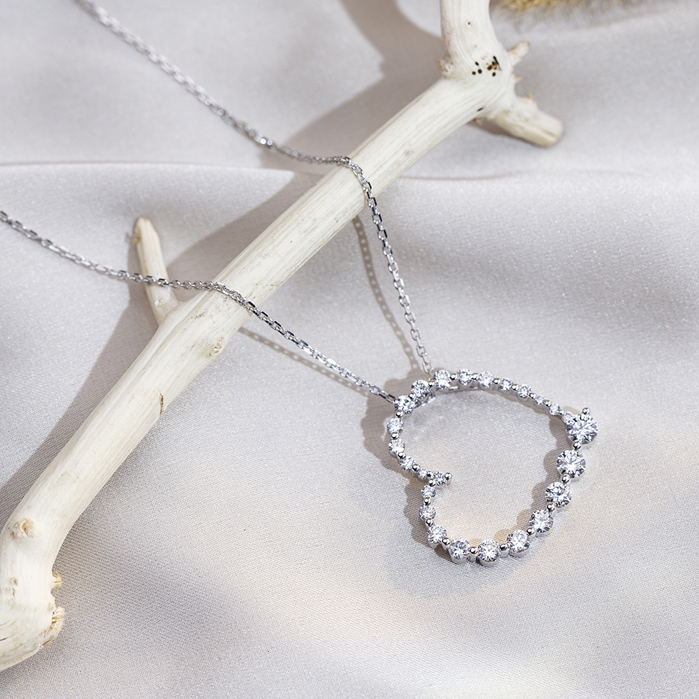 MSN-846 Customize Gradual change Heart shape Forever Love 18K solid gold Lab Diamond Necklace-Messi Jewelry 9