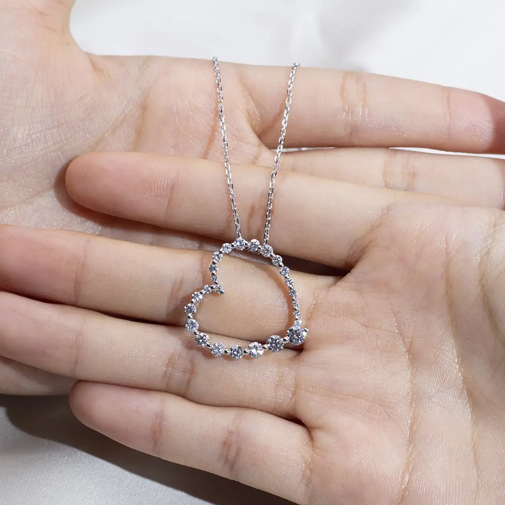Customize Heart Shape 18K Gold Lab Diamond Necklace 5