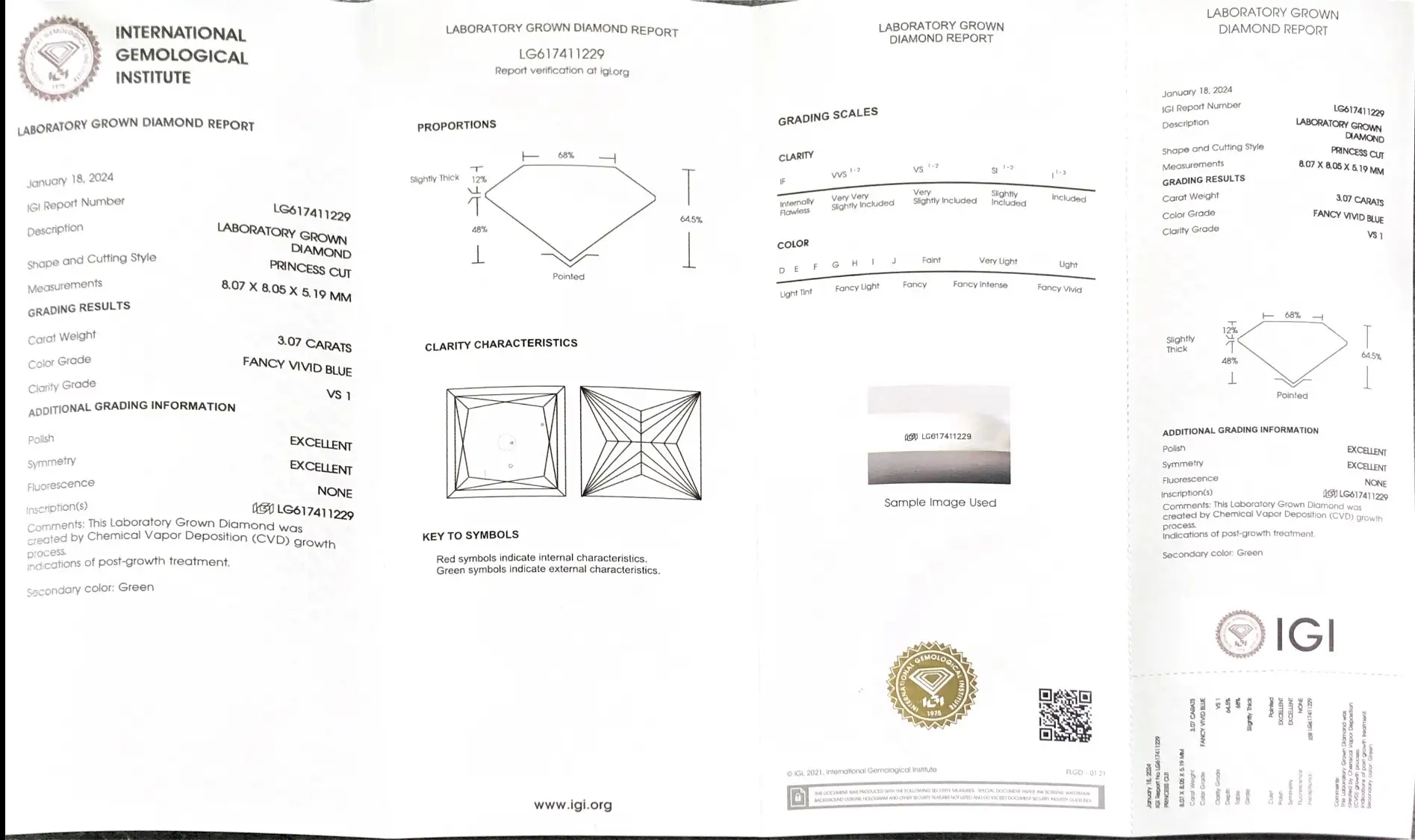 Customize Cut Princess 3.07CT VS1 Lab Grown Blue Diamond - Messi Jewelry 2