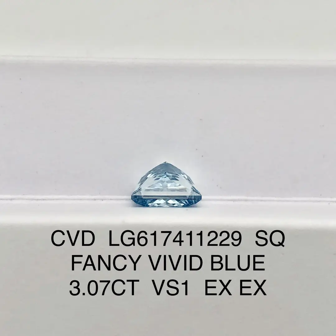 Customize Cut Princess 3.07CT VS1 Lab Grown Blue Diamond - Messi Jewelry 7