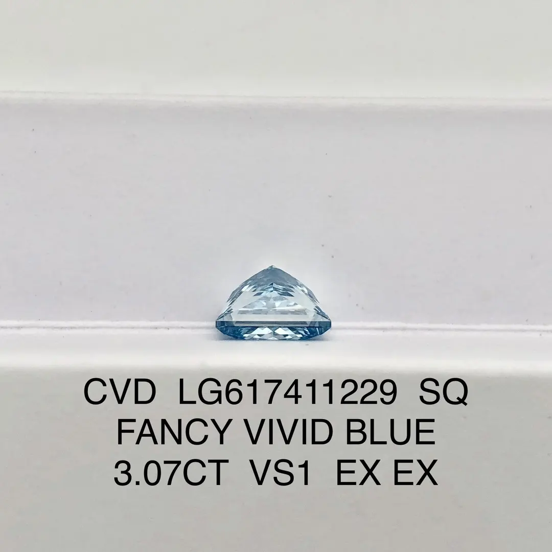 Customize Cut Princess 3.07CT VS1 Lab Grown Blue Diamond - Messi Jewelry 7