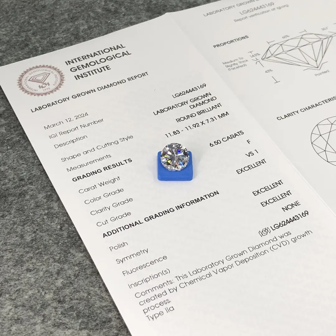 5ct Lab Diamond: IGI Certified, Various Cuts & Colors 5