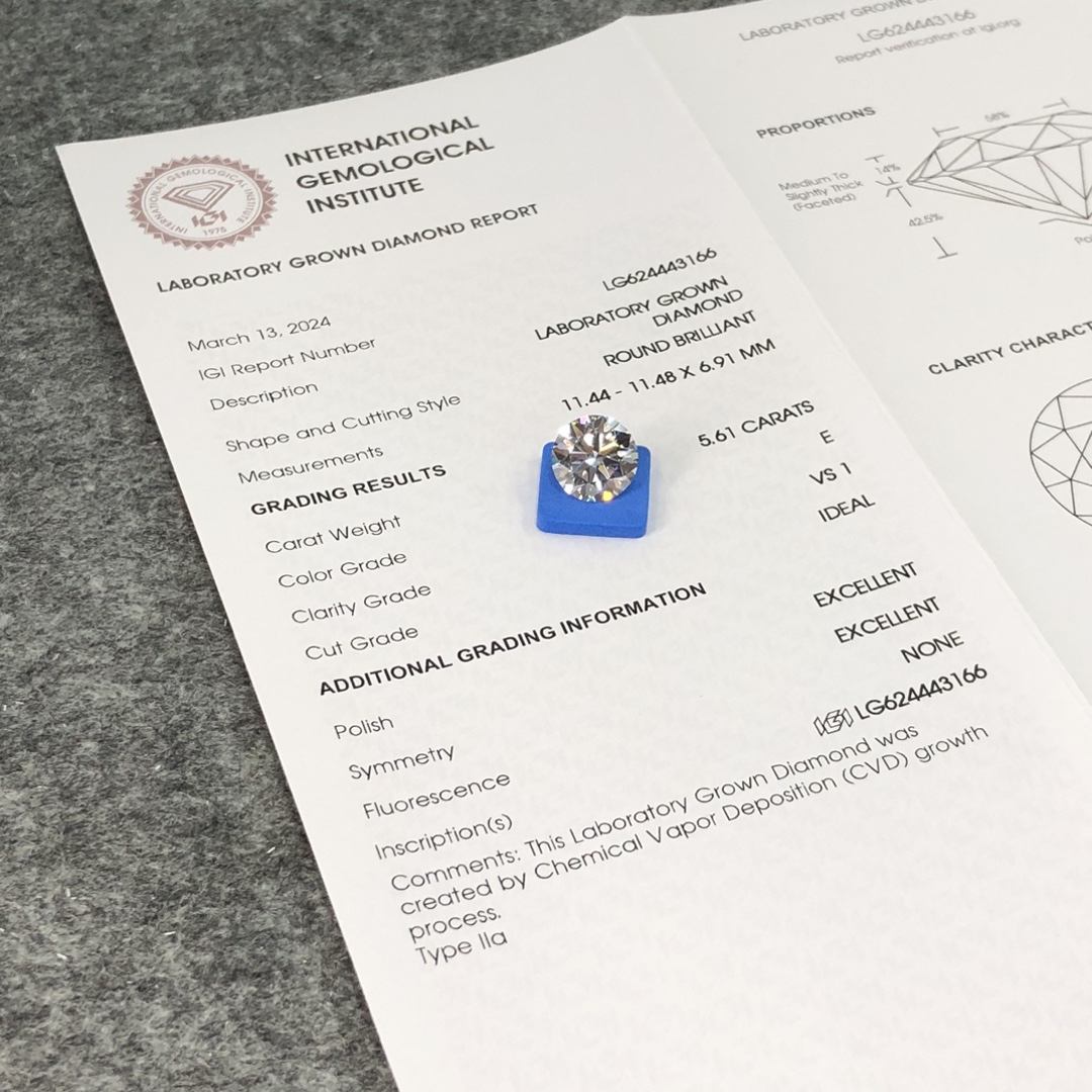 CVD 5.61CT E VS1 ID EX EX LG624443166 6