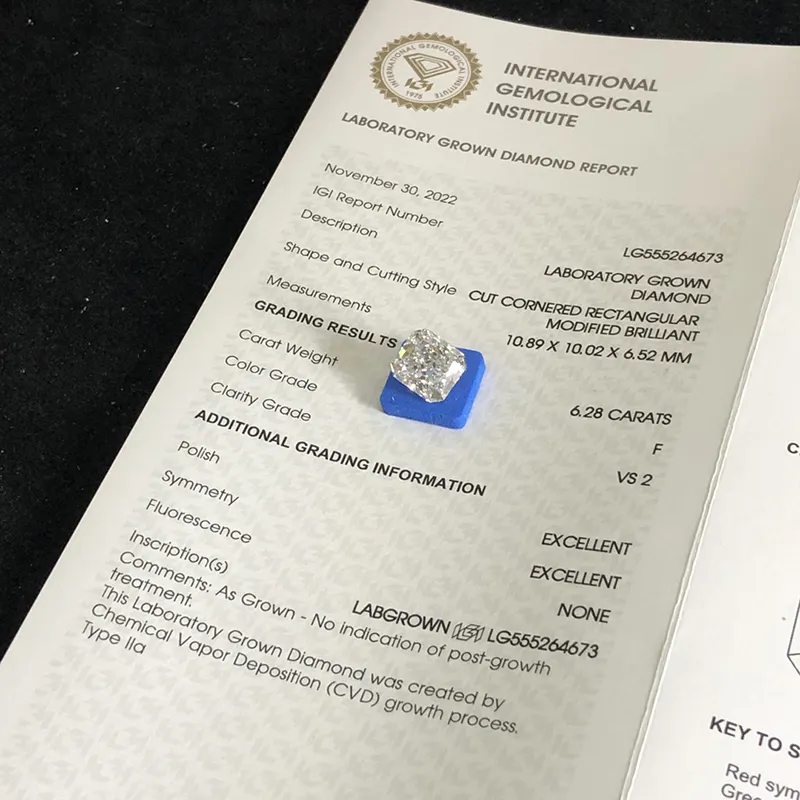 6,28CT Cushion Cut Lab Diamond By Messi Jewelry 5