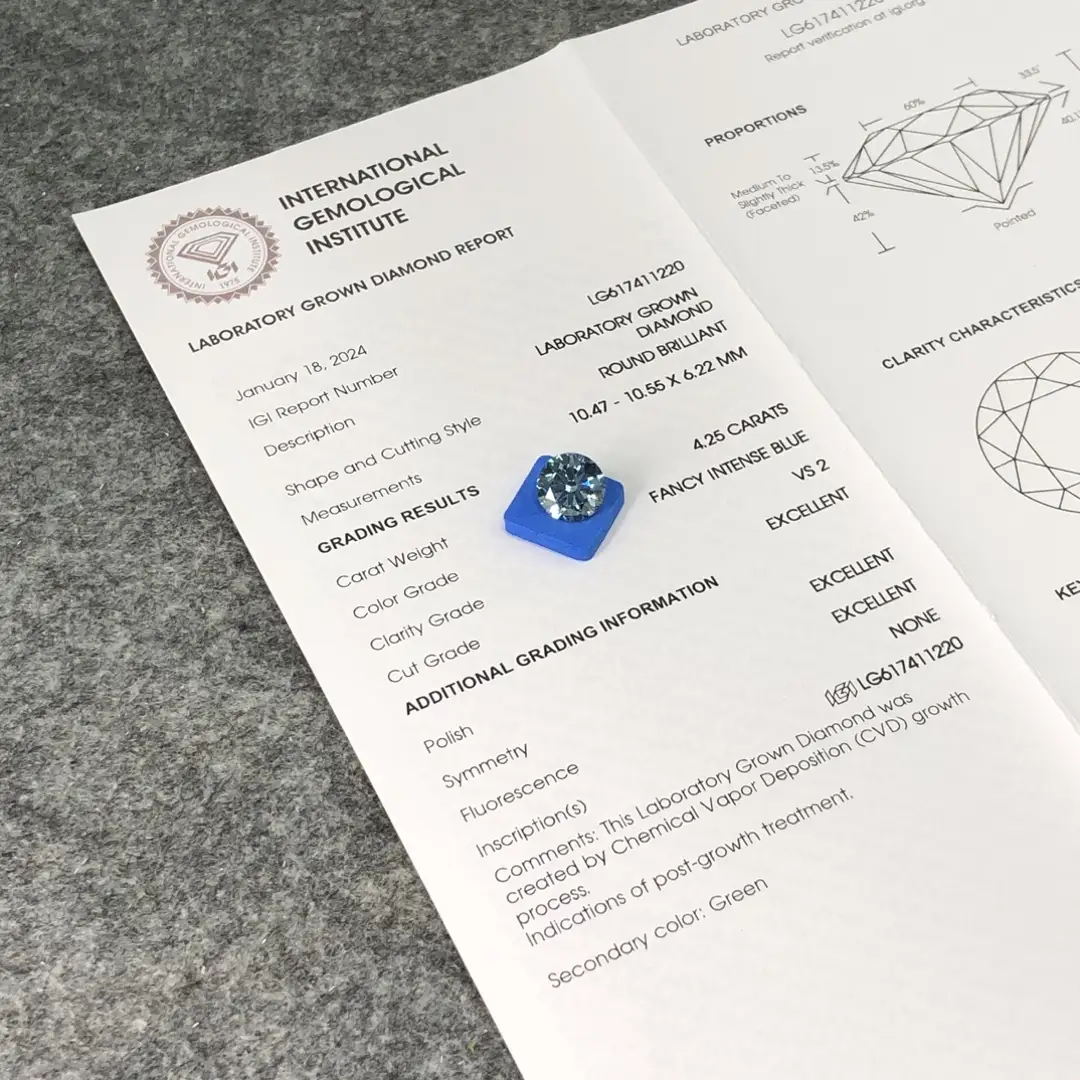 Lab Grown Diamond 4.25CT VS2 Fancy Blue - Christmas Gift 4