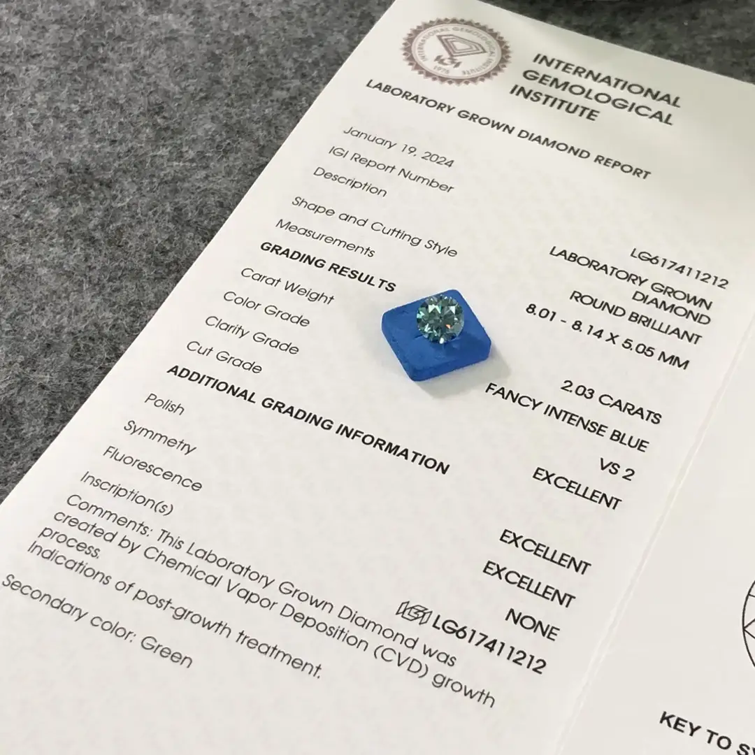 4ct Round Lab Grown Diamond IGI Certified 4