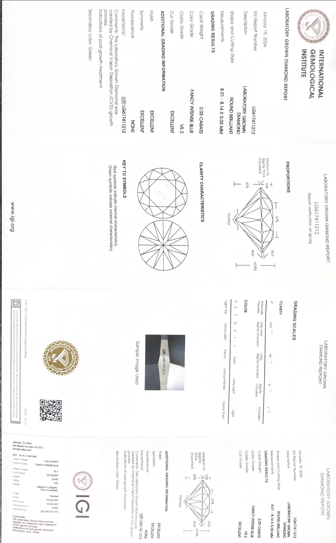 IGI Certified 2.01CT Round Cut Lab Diamond 9