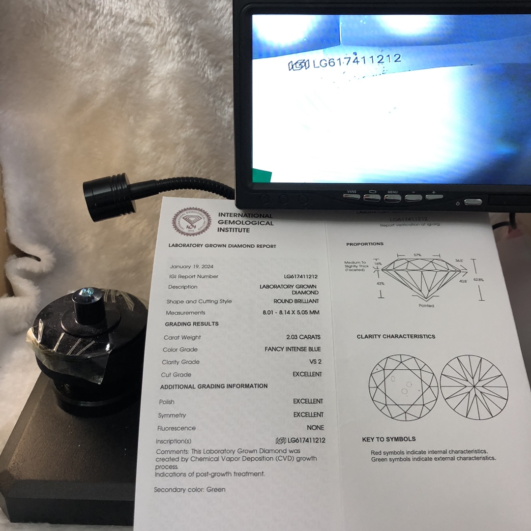 IGI Certified 2.01CT Round Cut Lab Diamond 13