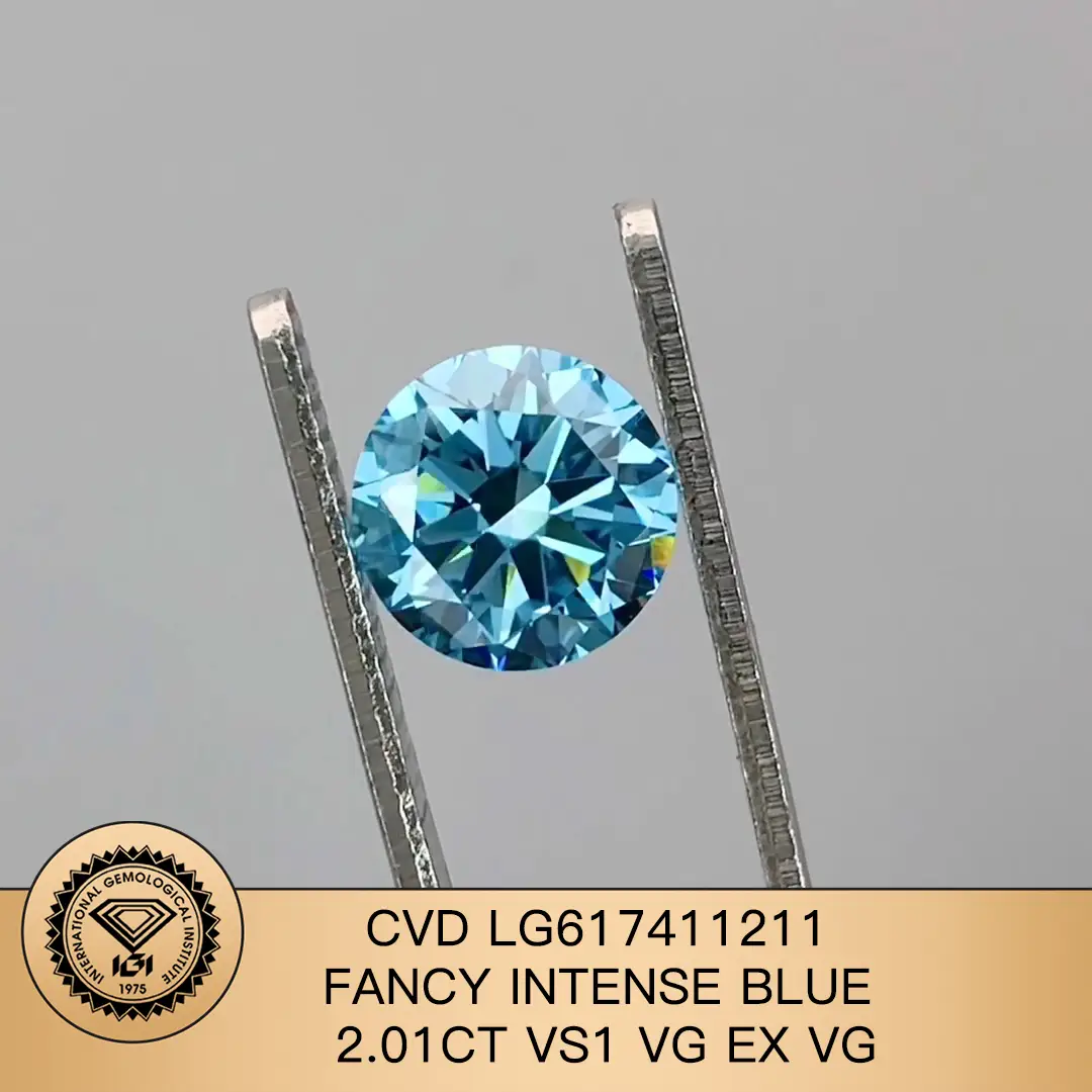 Gioielli Messi personalizza Cut Round 2.01Ct vs1 Vg Ex Ex Fancy Intense Blue Lab Diamond LG617411211 Regalo di Natale 1