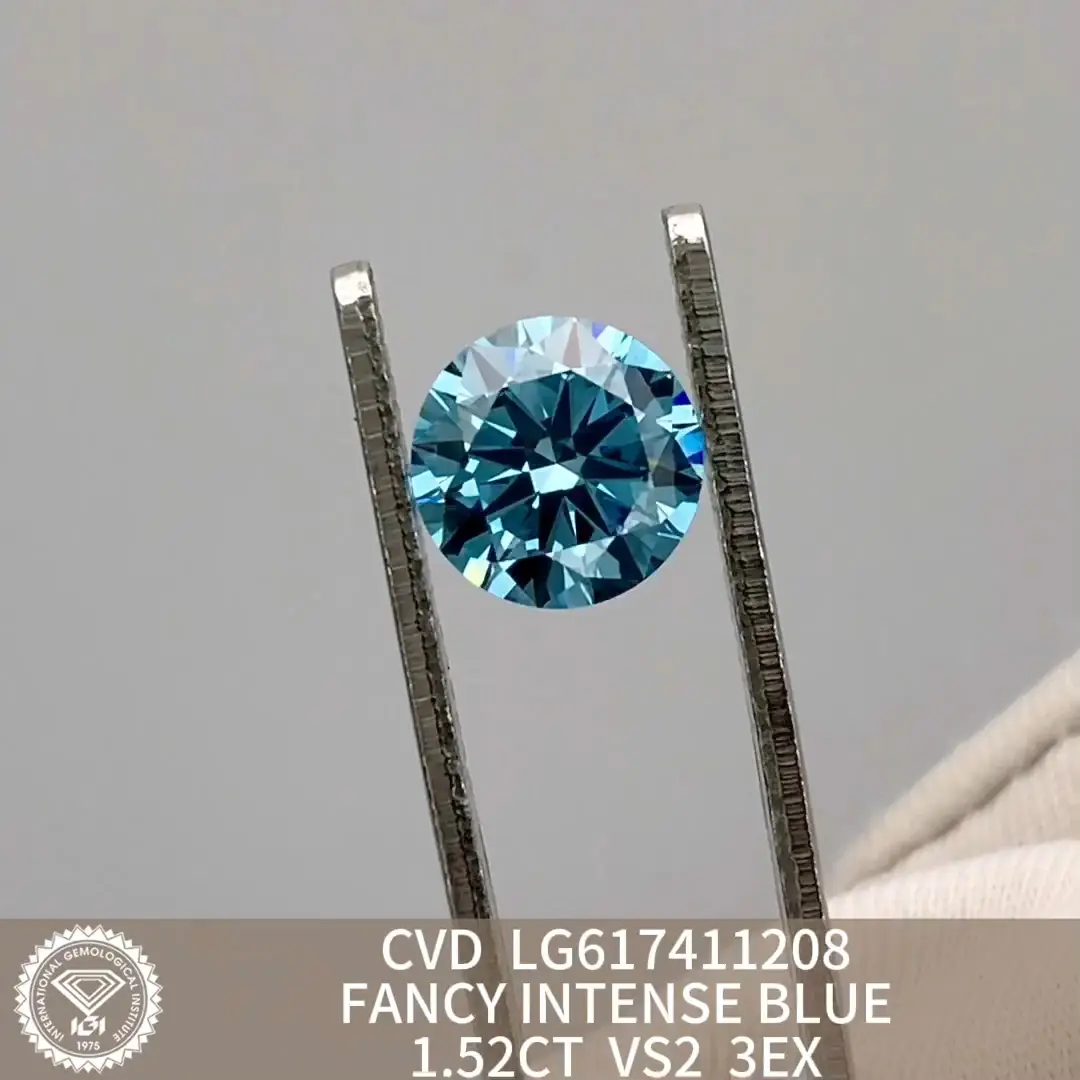 1.52CT Round Blue Lab Diamond - IGI Certified 6