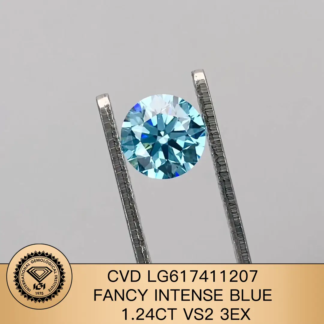 Messi gioielli rotondi taglio 1,24 ct vs2 ex ex fantasia intenso blu laboratorio diamante con certificato IGI LG617411207 1