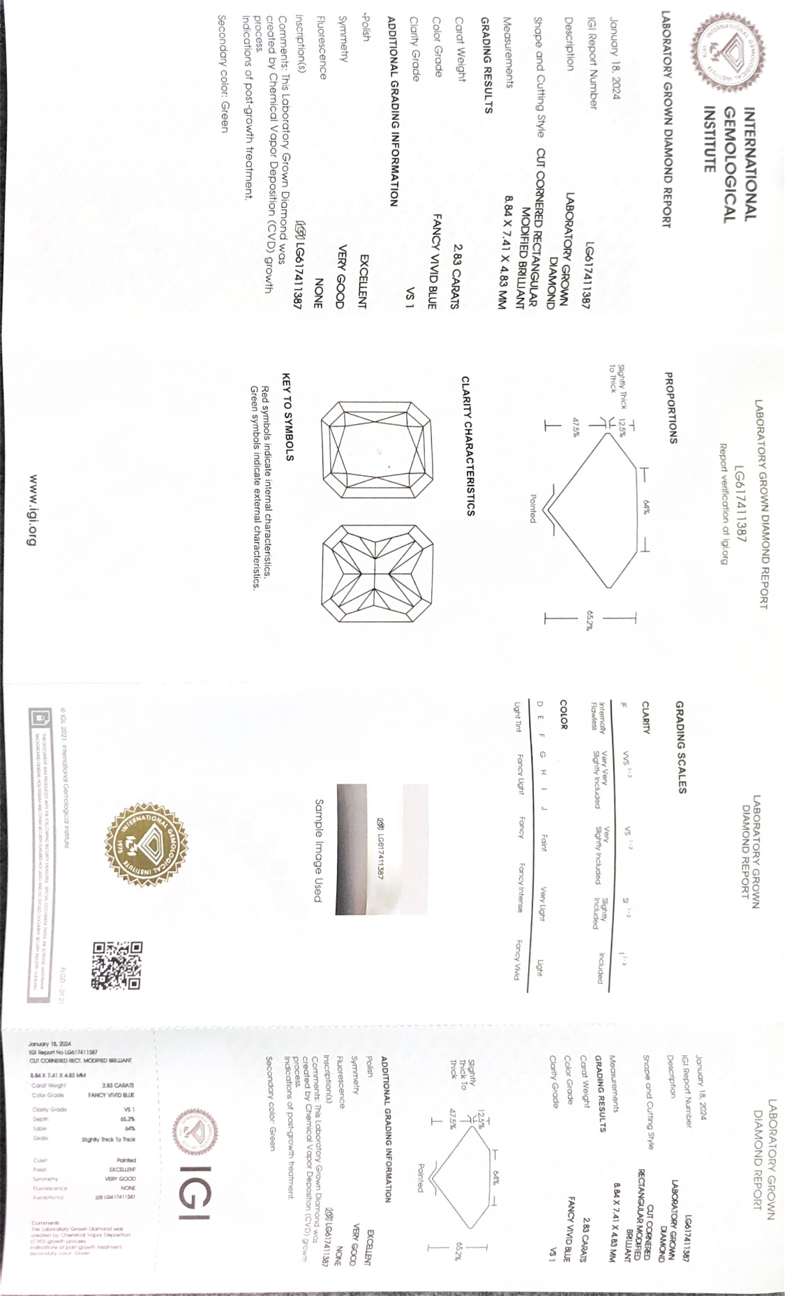Messi Jewelry Lab Diamond Radiant Cut FANCY VIVID BLUE 2.83CT VS1 CVD LG617411387 26