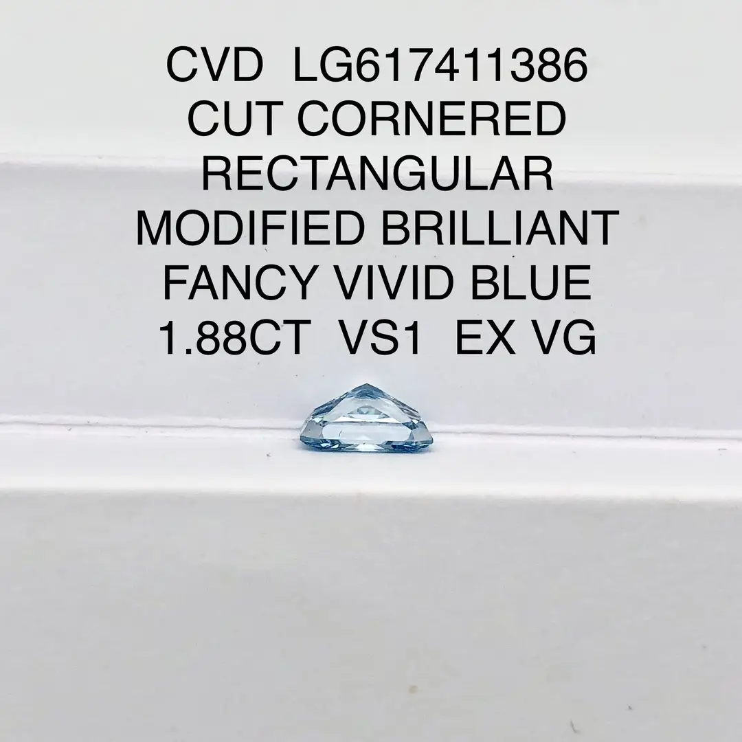 Lab Grown Fancy Diamond - Messi Jewelry Radiant Cut Blue 1.88CT 2