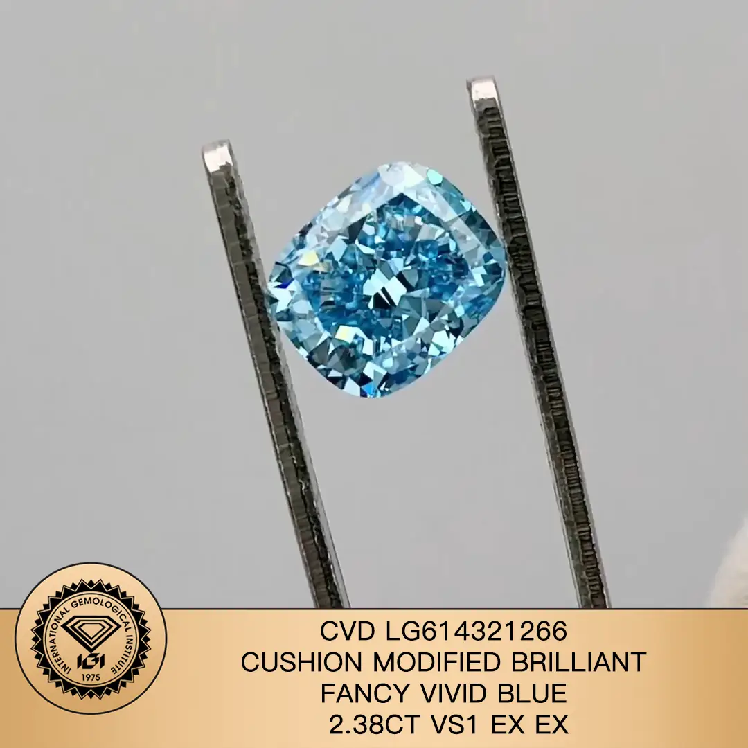 2,38 CT Fancy vivido blu vivido cuscino CVD modificato Diamond da laboratorio taglio brillante vs1 ex lg614321266 1