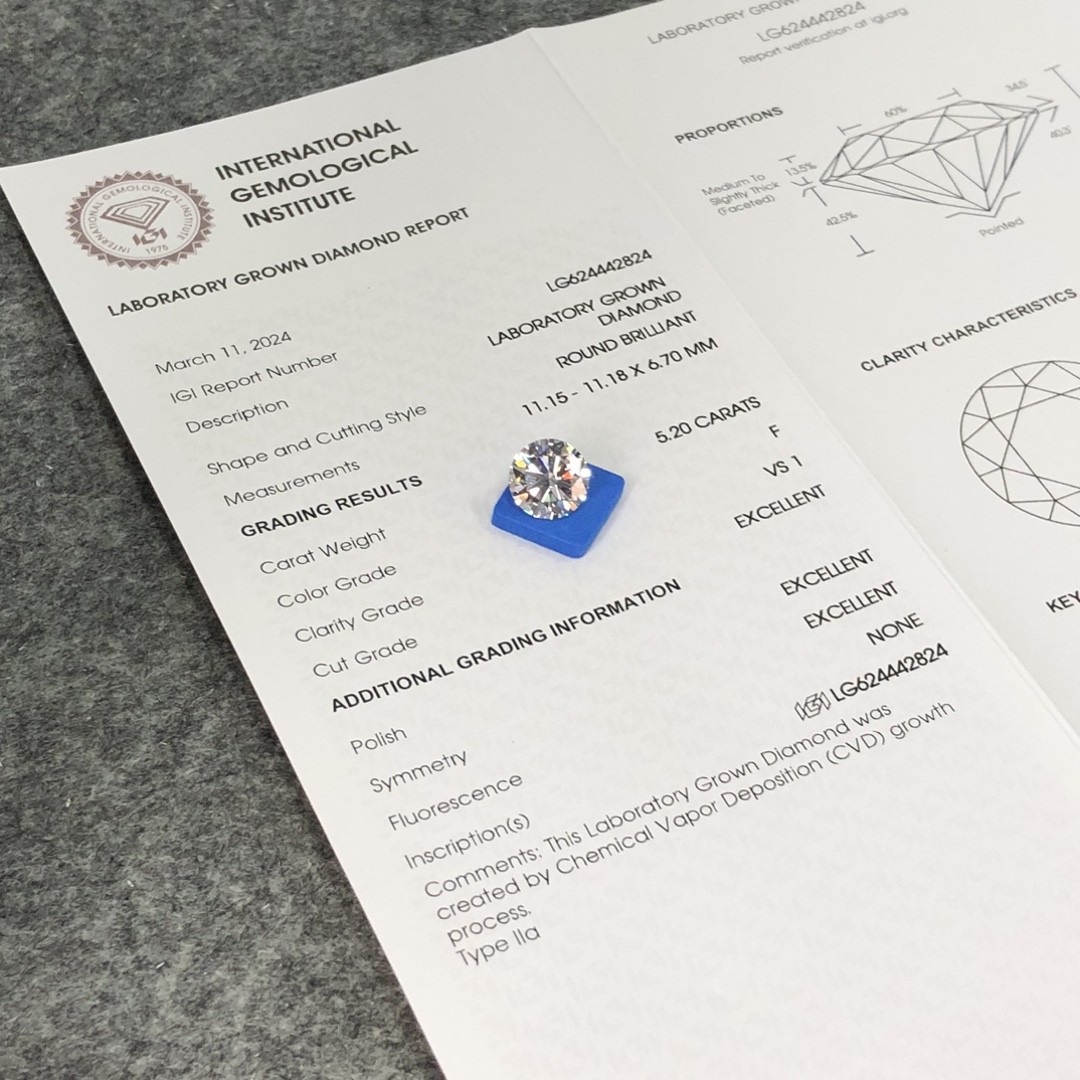 CVD LG624442824 5.20CT F VS1 3EX 6
