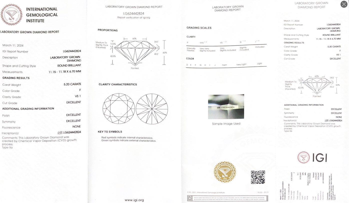 CVD LG624442824 5.20CT F VS1 3EX 7