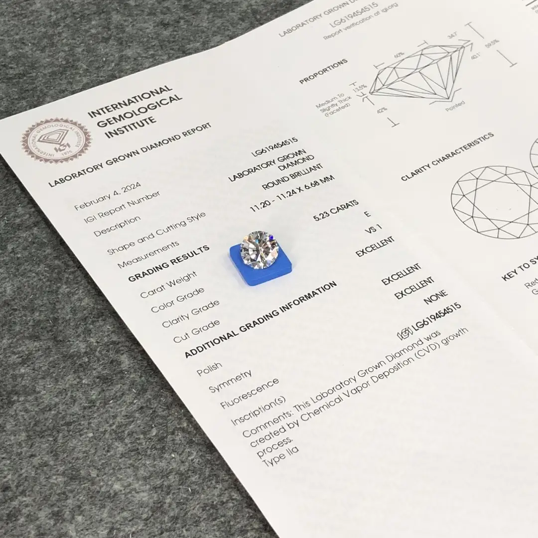 5.23CT Round Lab Diamond - IGI Certified & Perfectly Cut 2