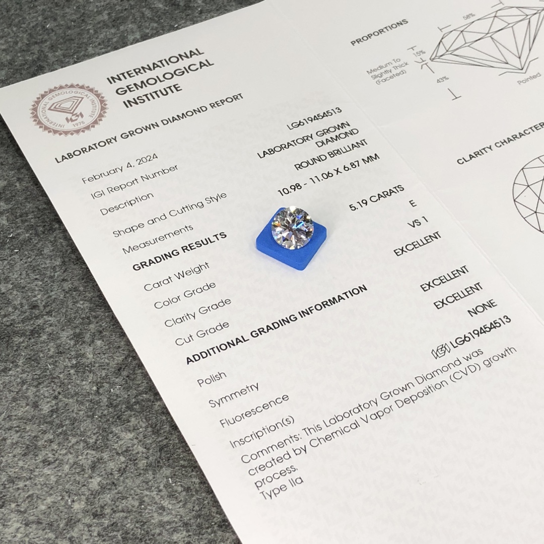 Dekalidad nga Lab Grown Diamond CVD 5.19CT E VS1 3EX LG619454513 | Messi Alahas 7