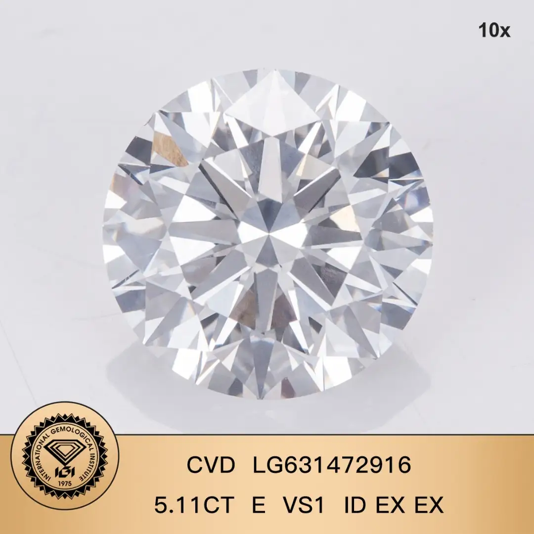 Gioielli Messi Round 5.11ct E VS1 ID ex Ex CVD Lab Diamond con certificato IGI LG631472916 1