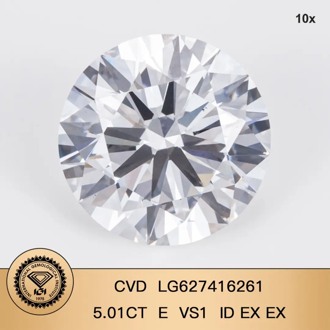Messi gioielli rotondi di gioielli 5.01carat e vs1 id ex cvd lab diamante con igi lg627416261 1
