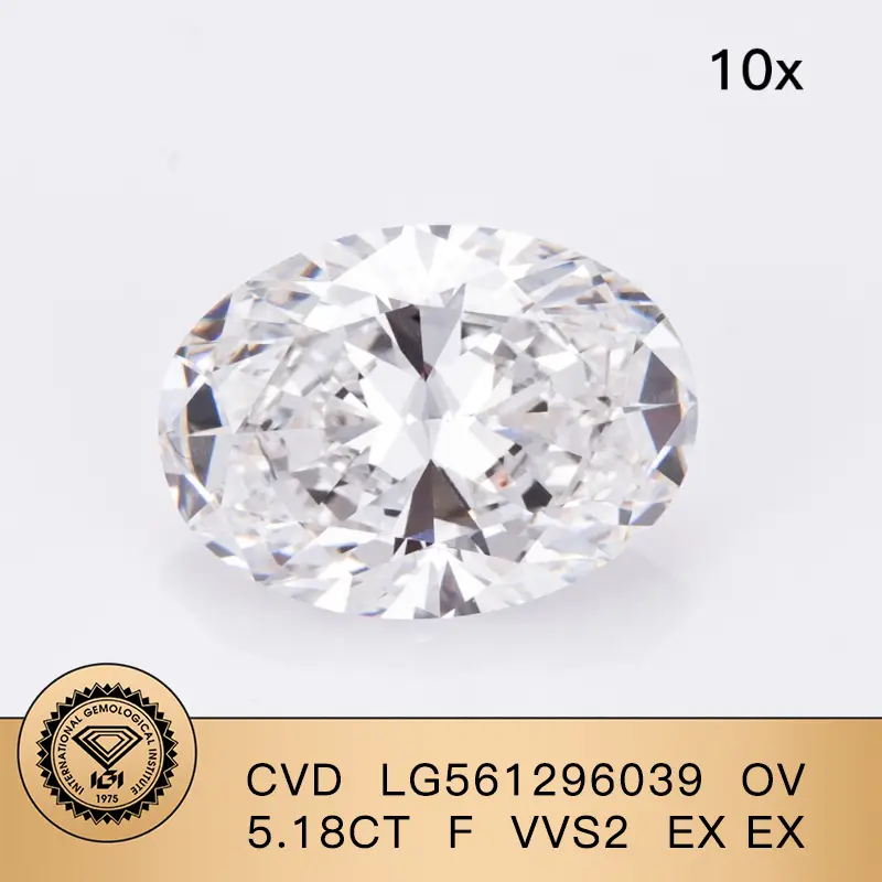 Gioielli Messi Forma ovale 5 5.18Carat F VVS2 EX EX CVD Lab Diamond con IgI LG561296039 1