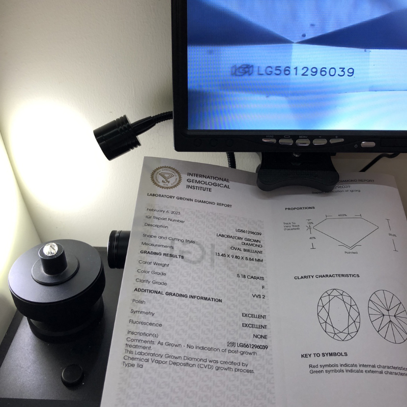 Messi Jewelry Oval shape 5.18carat F VVS2 EX EX CVD Lab Diamond With IGI LG561296039 13