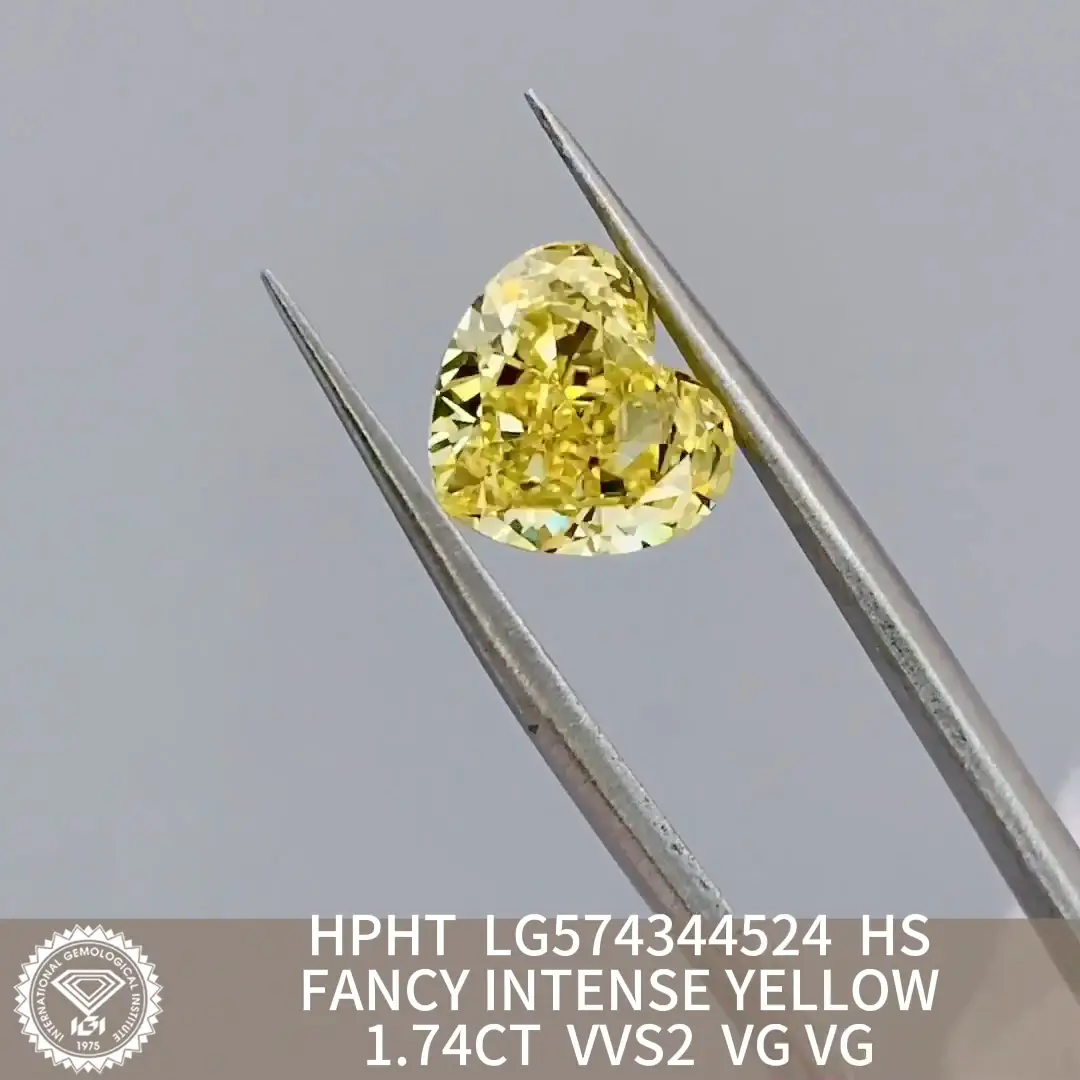 Messi Jewelry Lab Diamond Copertutto Fancy Giallo intenso 1,74CT VVS2 HPHT LG574344524 1