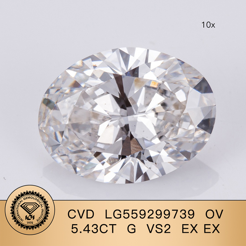  Best Lab Grown Diamond IGI OVAL CVD LG559299739 5.43CT G S2 EXEX Company - Messi Jewelry 